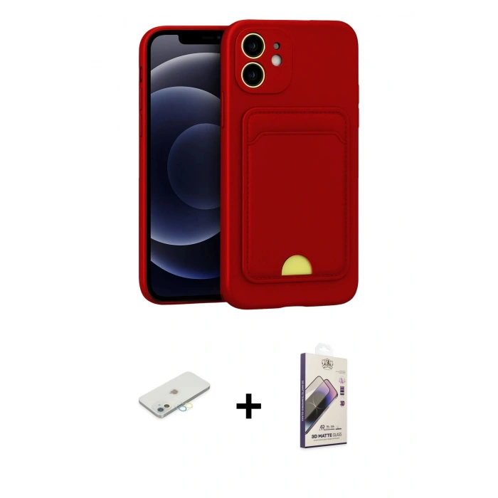 MARSİLYAN™- iPhone 11 Kılıf Vadi Çizgi Prime - Siyah Bilvis 3D Mat Cam Ekran Koruyucu + Renkli Kamera Lens Koruma Cam - SI
