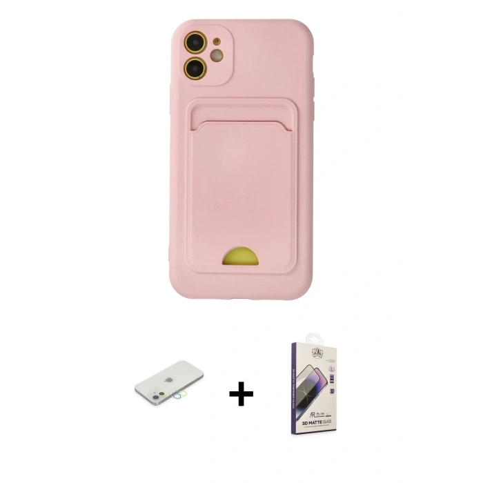 MARSİLYAN™- iPhone 11 Kılıf Vadi Çizgi Prime - Siyah Bilvis 3D Mat Cam Ekran Koruyucu + Renkli Kamera Lens Koruma Cam - SI
