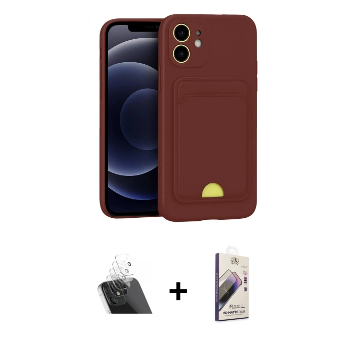 MARSİLYAN™- iPhone 11 Kılıf Vadi Çizgi Prime - Siyah Bilvis 3D Mat Cam Ekran Koruyucu + Şeffaf Kamera Lens Koruma Cam