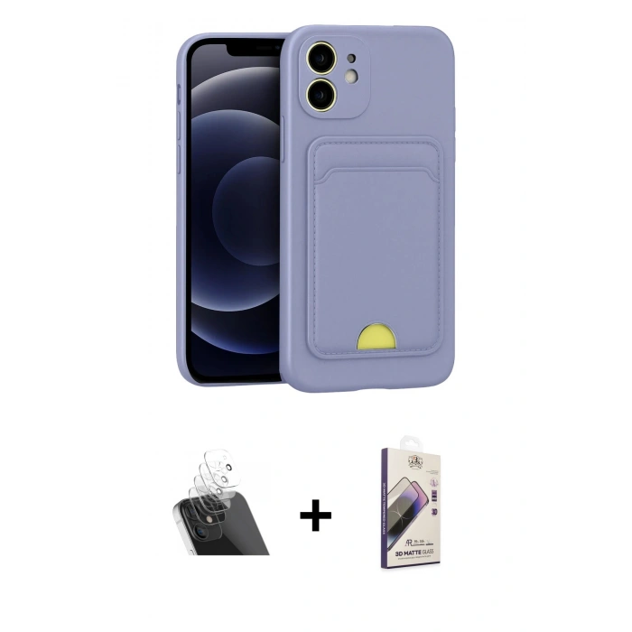 MARSİLYAN™- iPhone 11 Kılıf Vadi Çizgi Prime - Siyah Bilvis 3D Mat Cam Ekran Koruyucu + Şeffaf Kamera Lens Koruma Cam