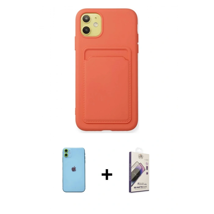 MARSİLYAN™- iPhone 11 Kılıf Vadi Çizgi Prime - Siyah Bilvis 3D Mat Cam Ekran Koruyucu + Neon Fosforlu Kamera Lens - YL