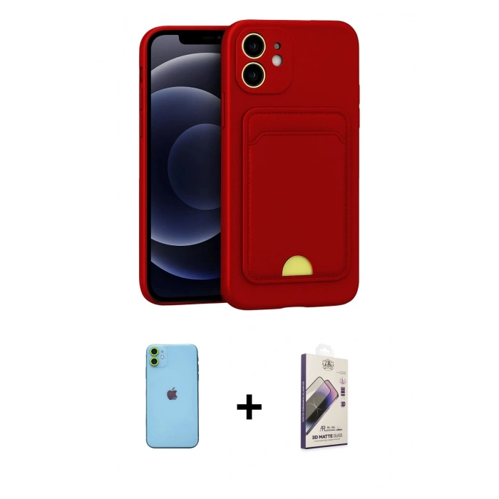 MARSİLYAN™- iPhone 11 Kılıf Vadi Çizgi Prime - Siyah Bilvis 3D Mat Cam Ekran Koruyucu + Neon Fosforlu Kamera Lens - YL