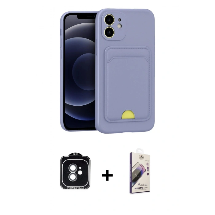 MARSİLYAN™- iPhone 11 Kılıf Vadi Çizgi Prime - Siyah Bilvis 3D Mat Cam Ekran Koruyucu + PVD Metal Kamera Lens - YL