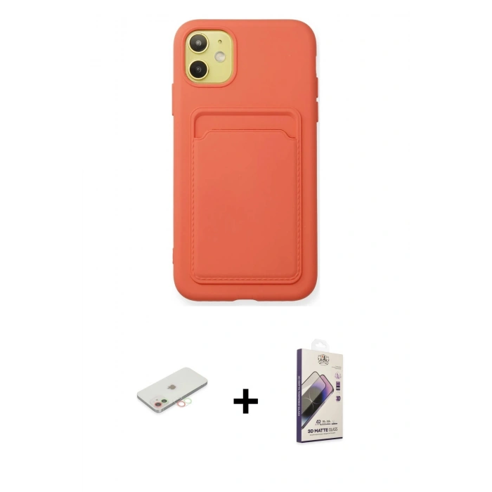 MARSİLYAN™- iPhone 11 Kılıf Vadi Çizgi Prime - Siyah Bilvis 3D Mat Cam Ekran Koruyucu + Renkli Kamera Lens Koruma Cam - YL