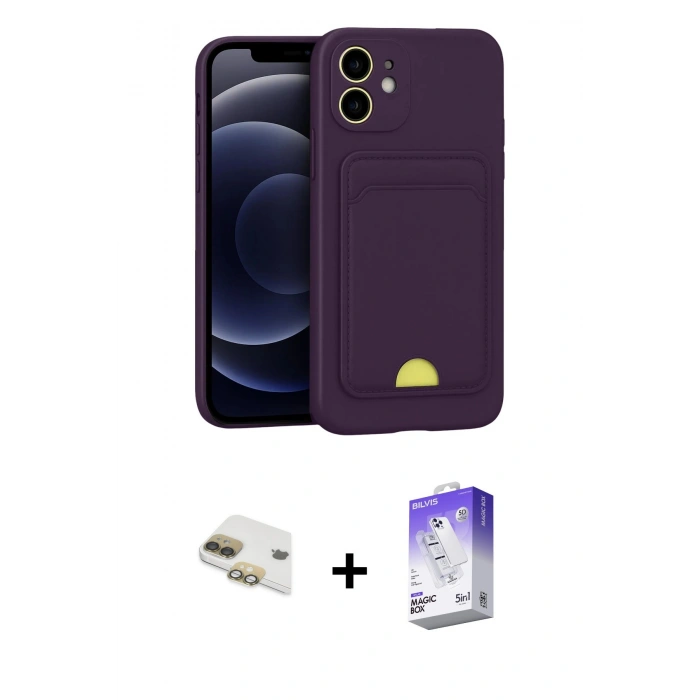 MARSİLYAN™- iPhone 11 Kılıf Vadi Çizgi Prime - Siyah Bilvis 5in1 3D Magic Cam Ekran Koruyucu + Gold Pers Alüminyum Kamera Lens