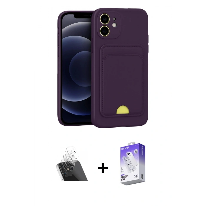 MARSİLYAN™- iPhone 11 Kılıf Vadi Çizgi Prime - Siyah Bilvis 5in1 3D Magic Cam Ekran Koruyucu + Kamera Lens Koruma Cam - SF