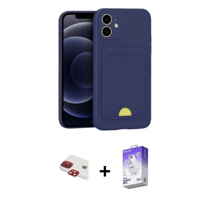 MARSİLYAN™- iPhone 11 Kılıf Vadi Çizgi Prime - Siyah Bilvis 5in1 3D Magic Cam Ekran Koruyucu + Pers Alüminyum Kamera Lens - KI