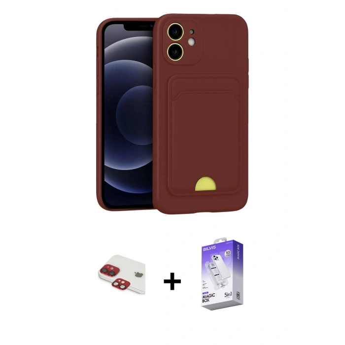 MARSİLYAN™- iPhone 11 Kılıf Vadi Çizgi Prime - Siyah Bilvis 5in1 3D Magic Cam Ekran Koruyucu + Pers Alüminyum Kamera Lens - KI