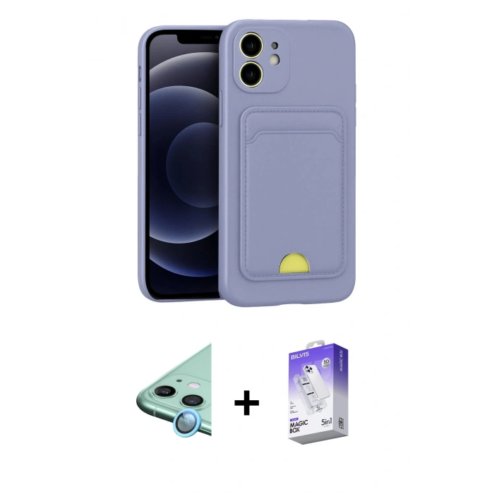 MARSİLYAN™- iPhone 11 Kılıf Vadi Çizgi Prime - Siyah Bilvis 5in1 3D Magic Cam Ekran Koruyucu + Raze Metal Kamera Lens - MI