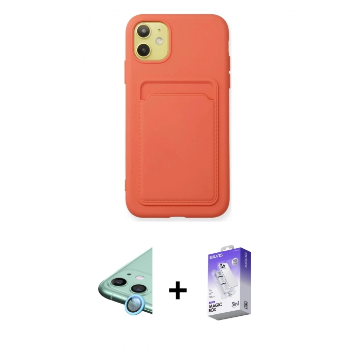 MARSİLYAN™- iPhone 11 Kılıf Vadi Çizgi Prime - Siyah Bilvis 5in1 3D Magic Cam Ekran Koruyucu + Raze Metal Kamera Lens - MI