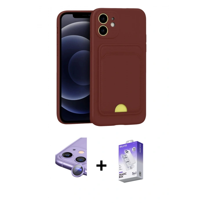 MARSİLYAN™- iPhone 11 Kılıf Vadi Çizgi Prime - Siyah Bilvis 5in1 3D Magic Cam Ekran Koruyucu + Raze Metal Kamera Lens - MR