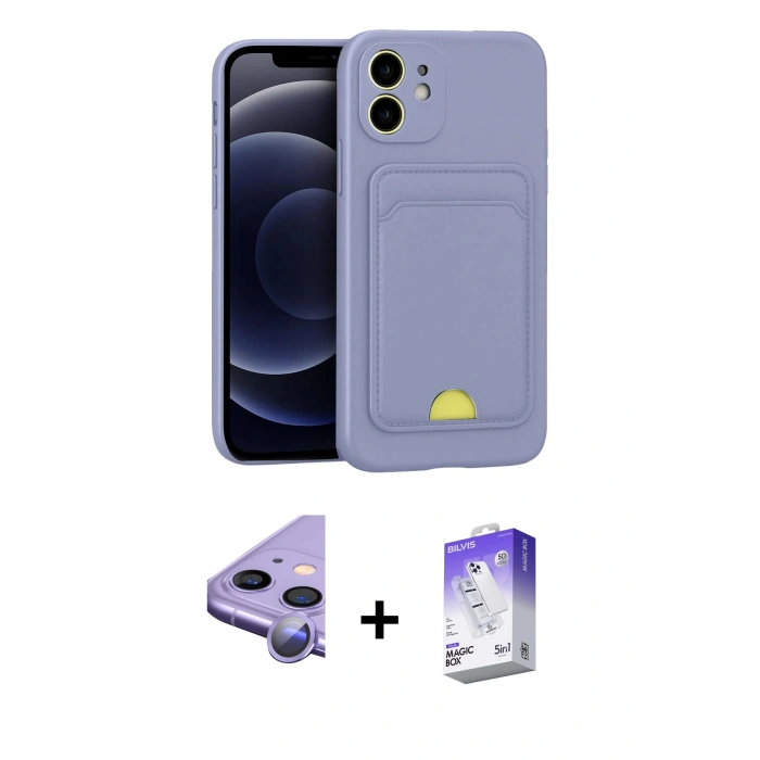MARSİLYAN™- iPhone 11 Kılıf Vadi Çizgi Prime - Siyah Bilvis 5in1 3D Magic Cam Ekran Koruyucu + Raze Metal Kamera Lens - MR