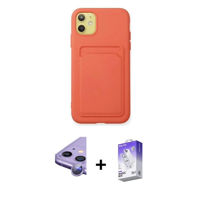 MARSİLYAN™- iPhone 11 Kılıf Vadi Çizgi Prime - Siyah Bilvis 5in1 3D Magic Cam Ekran Koruyucu + Raze Metal Kamera Lens - MR