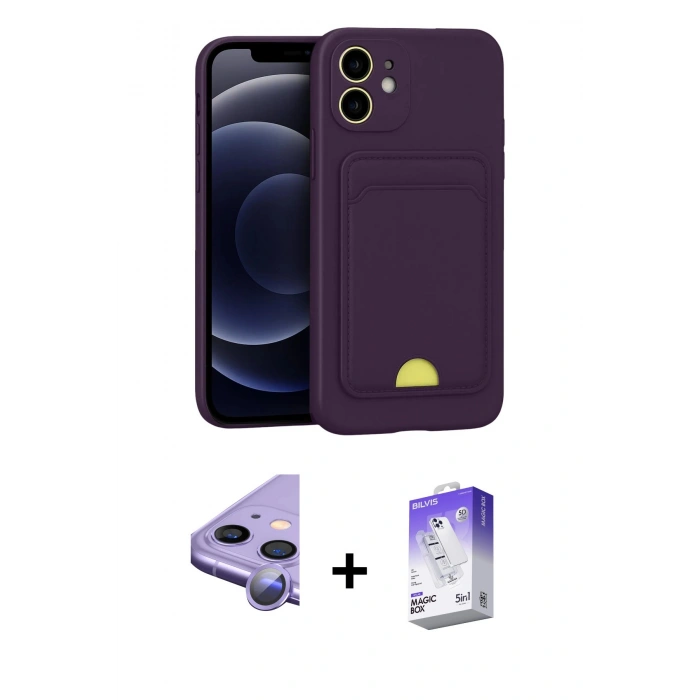 MARSİLYAN™- iPhone 11 Kılıf Vadi Çizgi Prime - Siyah Bilvis 5in1 3D Magic Cam Ekran Koruyucu + Raze Metal Kamera Lens - MR