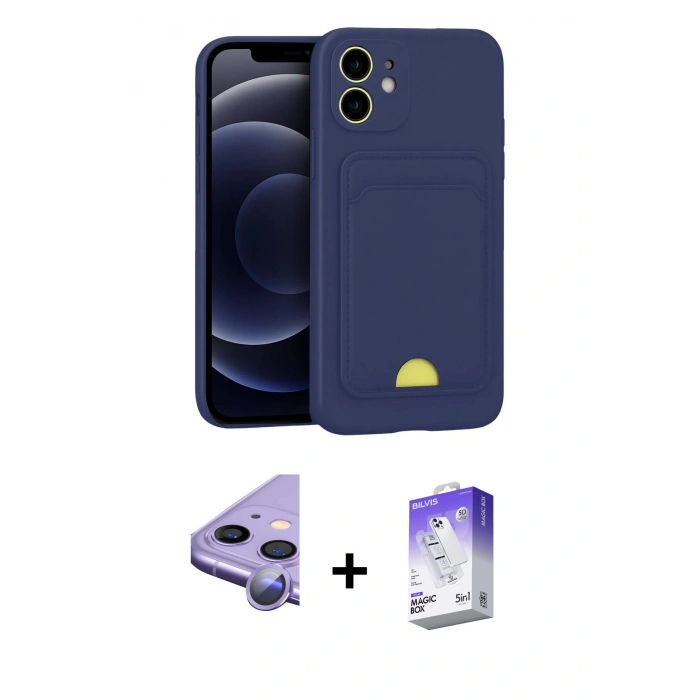 MARSİLYAN™- iPhone 11 Kılıf Vadi Çizgi Prime - Siyah Bilvis 5in1 3D Magic Cam Ekran Koruyucu + Raze Metal Kamera Lens - MR