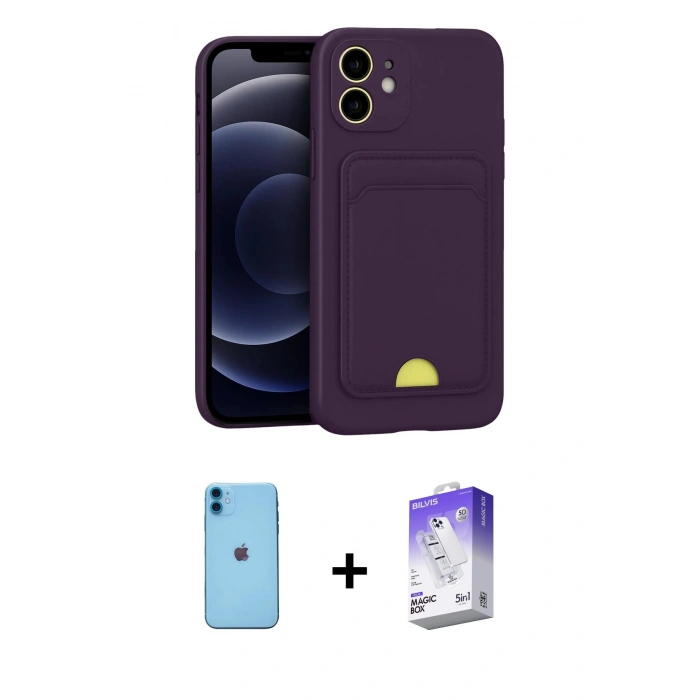 MARSİLYAN™- iPhone 11 Kılıf Vadi Çizgi Prime - Siyah Bilvis 5in1 3D Magic Cam Ekran Koruyucu + Neon Fosforlu Kamera Lens - MI