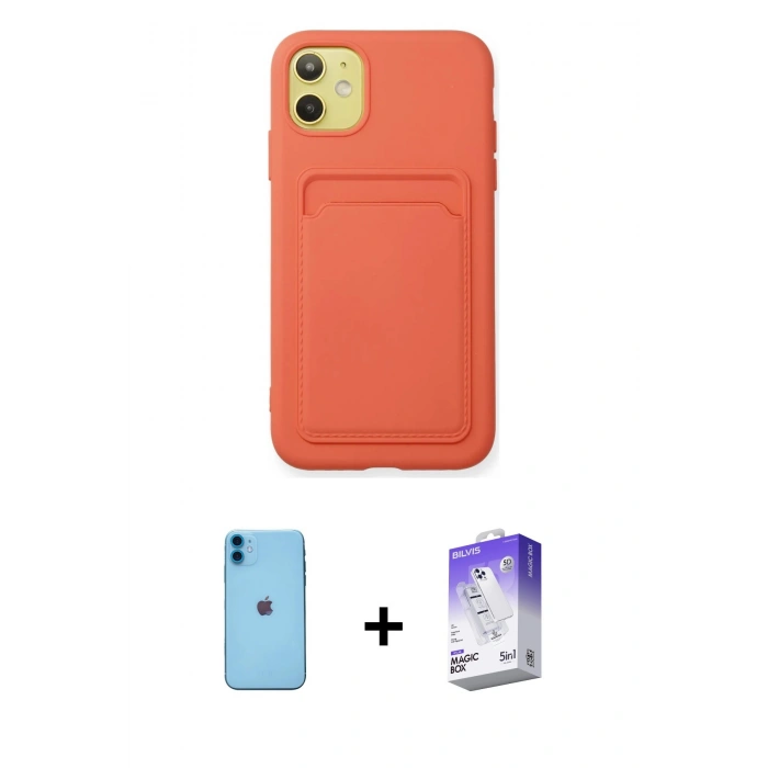 MARSİLYAN™- iPhone 11 Kılıf Vadi Çizgi Prime - Siyah Bilvis 5in1 3D Magic Cam Ekran Koruyucu + Neon Fosforlu Kamera Lens - MI