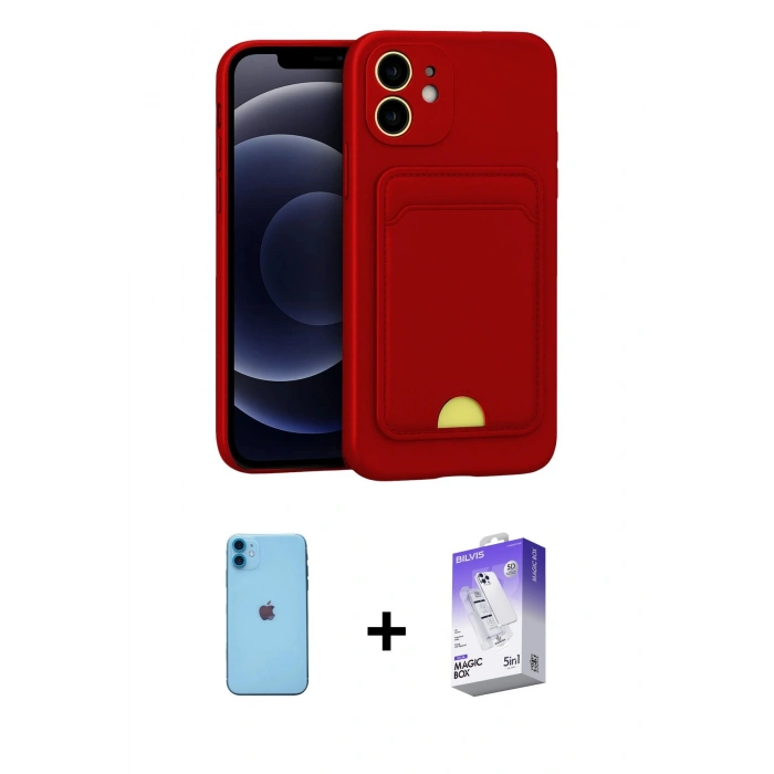 MARSİLYAN™- iPhone 11 Kılıf Vadi Çizgi Prime - Siyah Bilvis 5in1 3D Magic Cam Ekran Koruyucu + Neon Fosforlu Kamera Lens - MI