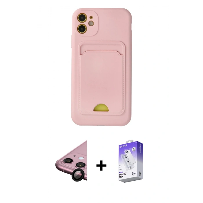 MARSİLYAN™- iPhone 11 Kılıf Vadi Çizgi Prime - Siyah Bilvis 5in1 3D Magic Cam Ekran Koruyucu + Raze Metal Kamera Lens - SH