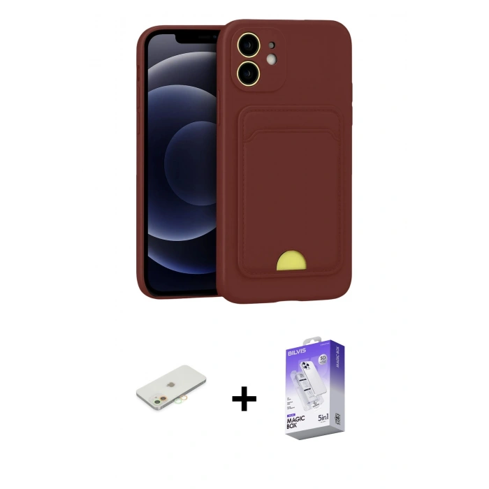 MARSİLYAN™- iPhone 11 Kılıf Vadi Çizgi Prime - Siyah Bilvis 5in1 3D Magic Cam Ekran Koruyucu + Renkli Kamera Lens Koruma Cam - TU