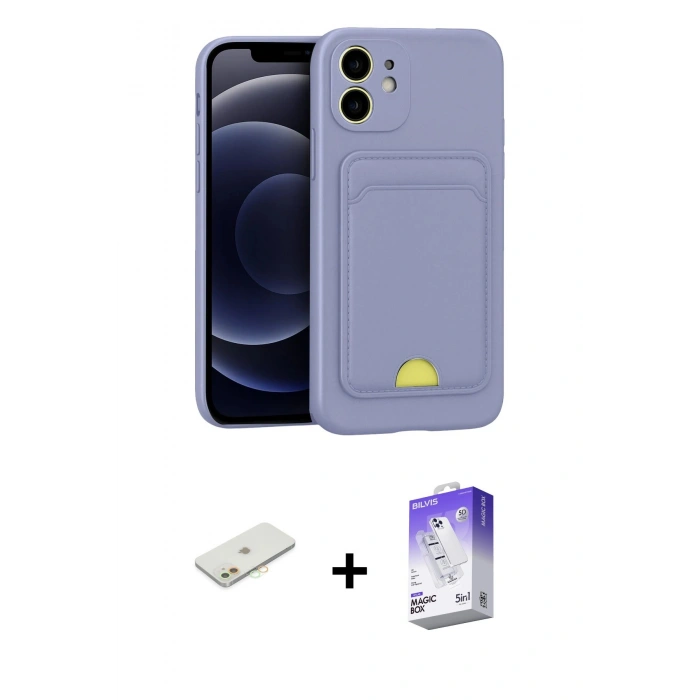 MARSİLYAN™- iPhone 11 Kılıf Vadi Çizgi Prime - Siyah Bilvis 5in1 3D Magic Cam Ekran Koruyucu + Renkli Kamera Lens Koruma Cam - TU