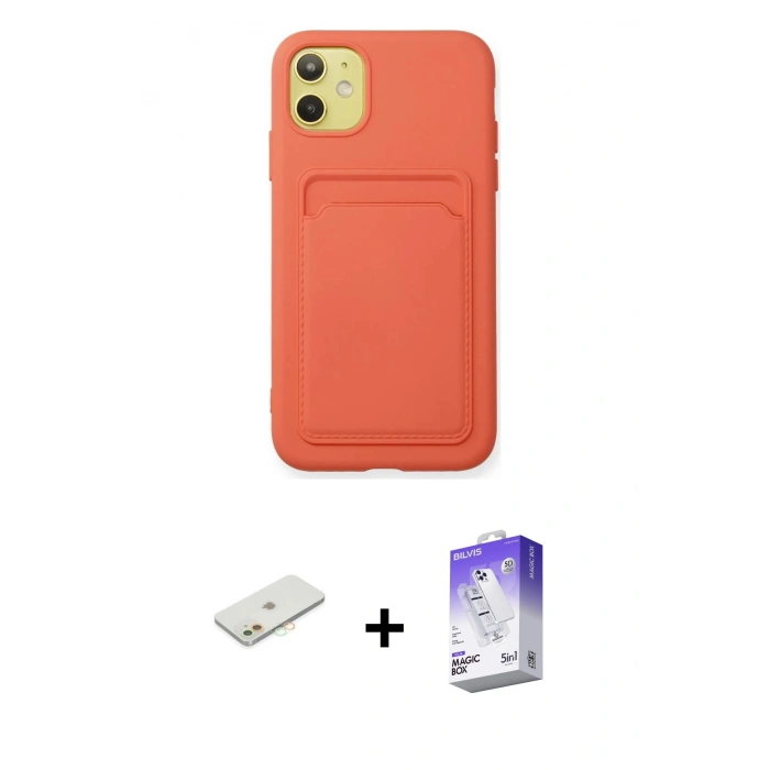 MARSİLYAN™- iPhone 11 Kılıf Vadi Çizgi Prime - Siyah Bilvis 5in1 3D Magic Cam Ekran Koruyucu + Renkli Kamera Lens Koruma Cam - TU