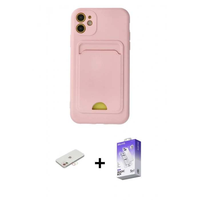 MARSİLYAN™- iPhone 11 Kılıf Vadi Çizgi Prime - Siyah Bilvis 5in1 3D Magic Cam Ekran Koruyucu + Renkli Kamera Lens Koruma Cam - YL