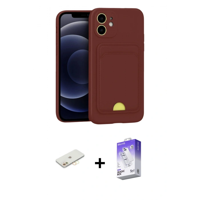 MARSİLYAN™- iPhone 11 Kılıf Vadi Çizgi Prime - Siyah Bilvis 5in1 3D Magic Cam Ekran Koruyucu + Renkli Kamera Lens Koruma Cam - SI