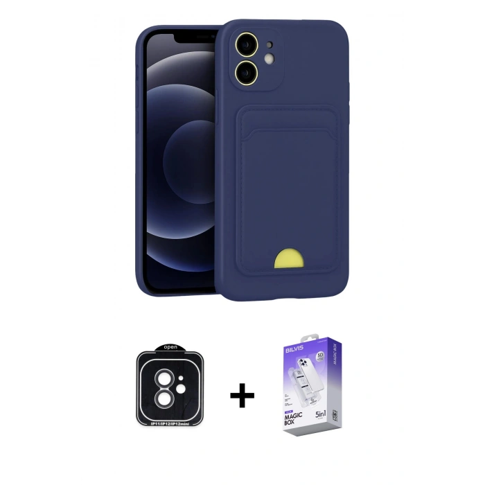 MARSİLYAN™- iPhone 11 Kılıf Vadi Çizgi Prime - Siyah Bilvis 5in1 3D Magic Cam Ekran Koruyucu + PVD Metal Kamera Lens - SH