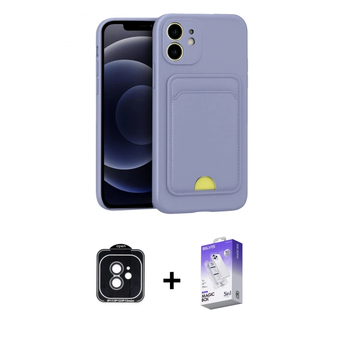 MARSİLYAN™- iPhone 11 Kılıf Vadi Çizgi Prime - Siyah Bilvis 5in1 3D Magic Cam Ekran Koruyucu + PVD Metal Kamera Lens - SH