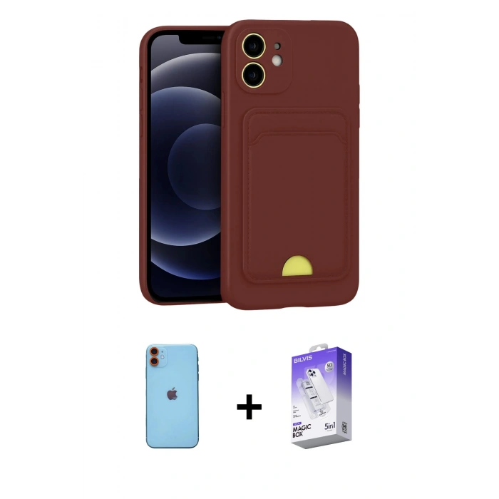 MARSİLYAN™- iPhone 11 Kılıf Vadi Çizgi Prime - Siyah Bilvis 5in1 3D Magic Cam Ekran Koruyucu + Neon Fosforlu Kamera Lens - TU