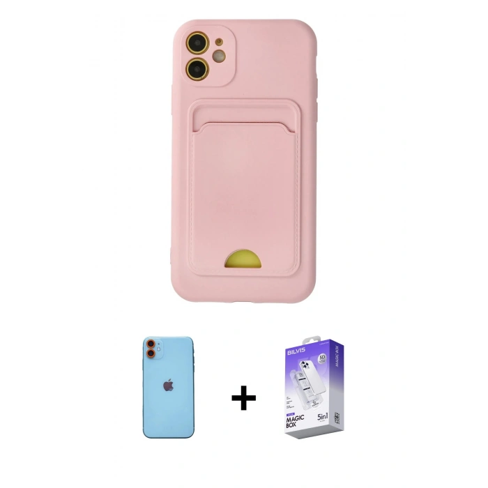 MARSİLYAN™- iPhone 11 Kılıf Vadi Çizgi Prime - Siyah Bilvis 5in1 3D Magic Cam Ekran Koruyucu + Neon Fosforlu Kamera Lens - TU