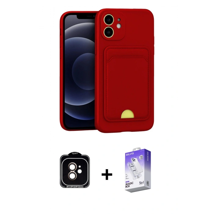 MARSİLYAN™- iPhone 11 Kılıf Vadi Çizgi Prime - Siyah Bilvis 5in1 3D Magic Cam Ekran Koruyucu + PVD Metal Kamera Lens - TU