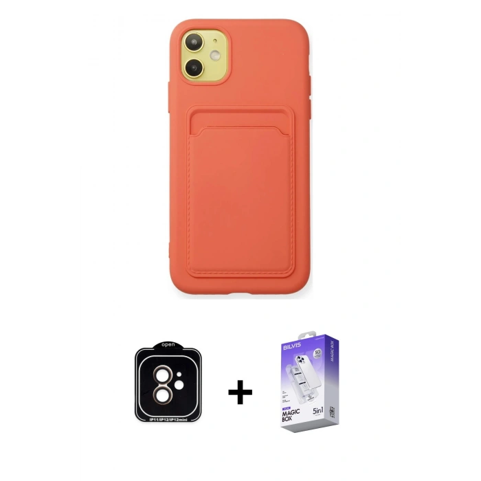 MARSİLYAN™- iPhone 11 Kılıf Vadi Çizgi Prime - Siyah Bilvis 5in1 3D Magic Cam Ekran Koruyucu + PVD Metal Kamera Lens - TU