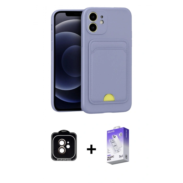 MARSİLYAN™- iPhone 11 Kılıf Vadi Çizgi Prime - Siyah Bilvis 5in1 3D Magic Cam Ekran Koruyucu + PVD Metal Kamera Lens - TU