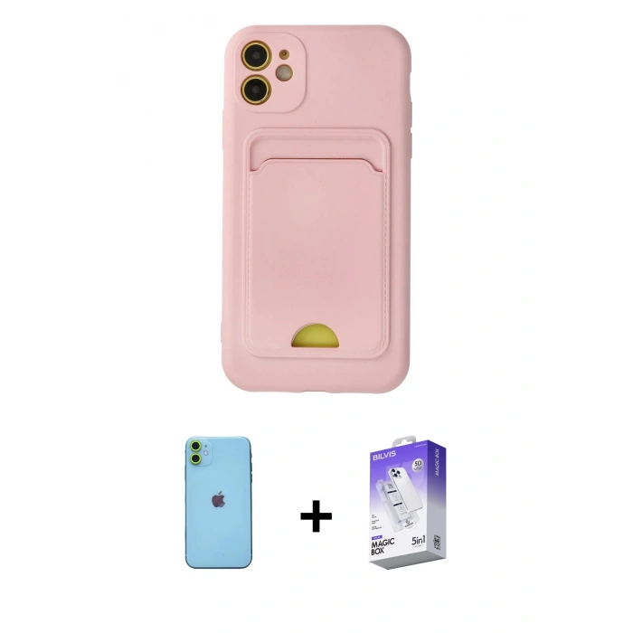 MARSİLYAN™- iPhone 11 Kılıf Vadi Çizgi Prime - Siyah Bilvis 5in1 3D Magic Cam Ekran Koruyucu + Neon Fosforlu Kamera Lens - YL