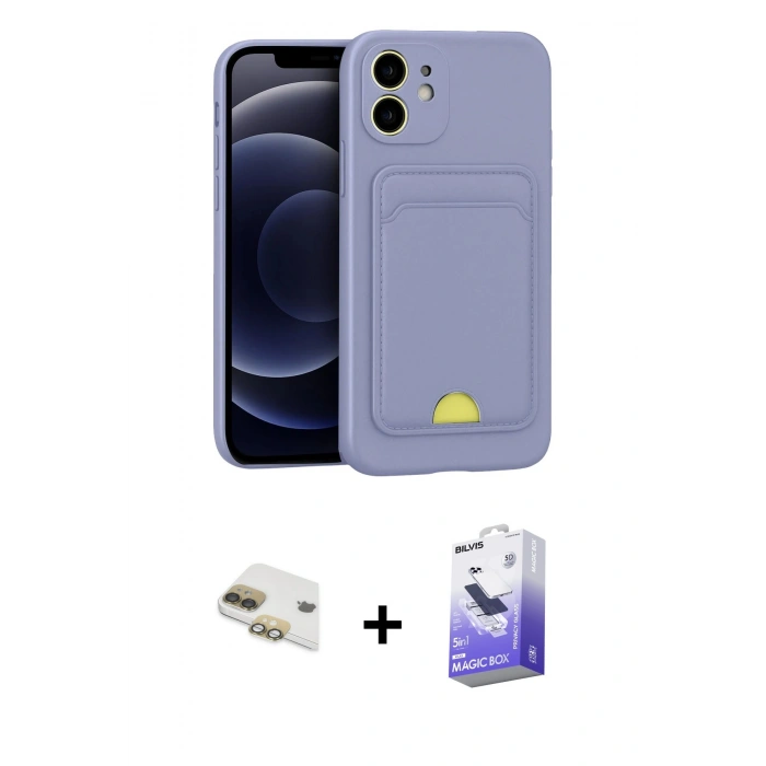 MARSİLYAN™- iPhone 11 Kılıf Vadi Çizgi Prime - Siyah Bilvis 5in1 5D Magic Hayalet Cam Ekran Koruyucu + Pers Alüminyum Kamera Lens - GD