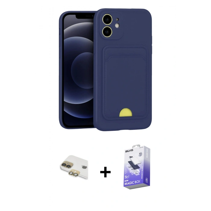 MARSİLYAN™- iPhone 11 Kılıf Vadi Çizgi Prime - Siyah Bilvis 5in1 5D Magic Hayalet Cam Ekran Koruyucu + Pers Alüminyum Kamera Lens - GD