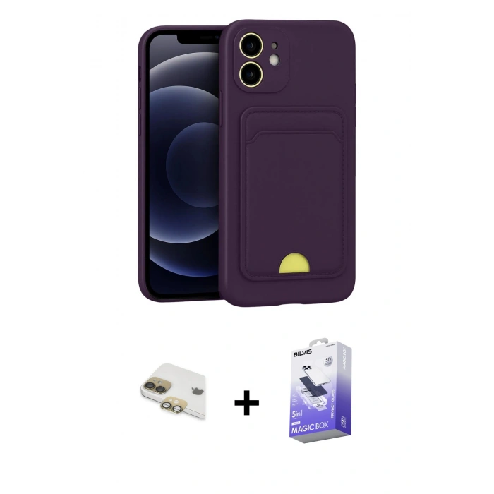 MARSİLYAN™- iPhone 11 Kılıf Vadi Çizgi Prime - Siyah Bilvis 5in1 5D Magic Hayalet Cam Ekran Koruyucu + Pers Alüminyum Kamera Lens - GD