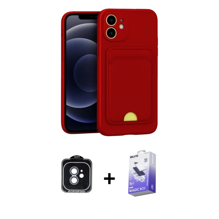 MARSİLYAN™- iPhone 11 Kılıf Vadi Çizgi Prime - Siyah Bilvis 5in1 5D Magic Hayalet Cam Ekran Koruyucu + PVD Metal Kamera Lens - MI
