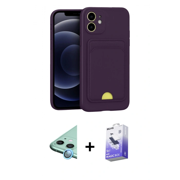 MARSİLYAN™- iPhone 11 Kılıf Vadi Çizgi Prime - Siyah Bilvis 5in1 5D Magic Hayalet Cam Ekran Koruyucu + Raze Metal Kamera Lens - MI