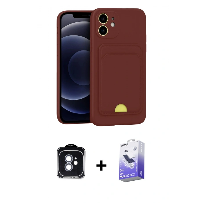 MARSİLYAN™- iPhone 11 Kılıf Vadi Çizgi Prime - Siyah Bilvis 5in1 5D Magic Hayalet Cam Ekran Koruyucu + PVD Metal Kamera Lens - MI