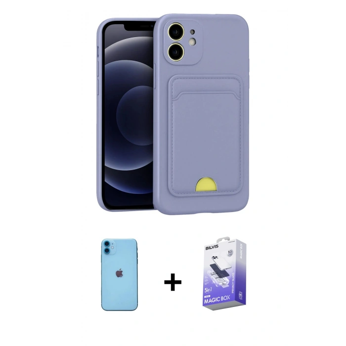 MARSİLYAN™- iPhone 11 Kılıf Vadi Çizgi Prime - Siyah Bilvis 5in1 5D Magic Hayalet Cam Ekran Koruyucu + Neon Fosforlu Kamera Lens - MI