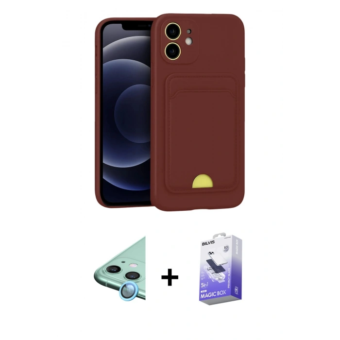 MARSİLYAN™- iPhone 11 Kılıf Vadi Çizgi Prime - Siyah Bilvis 5in1 5D Magic Hayalet Cam Ekran Koruyucu + Raze Metal Kamera Lens - MI