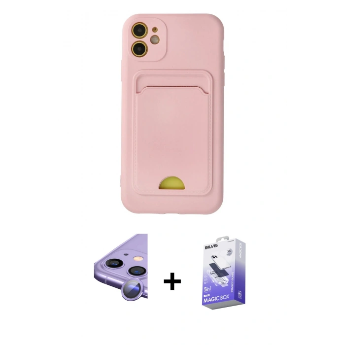 MARSİLYAN™- iPhone 11 Kılıf Vadi Çizgi Prime - Siyah Bilvis 5in1 5D Magic Hayalet Cam Ekran Koruyucu + Raze Metal Kamera Lens - MR