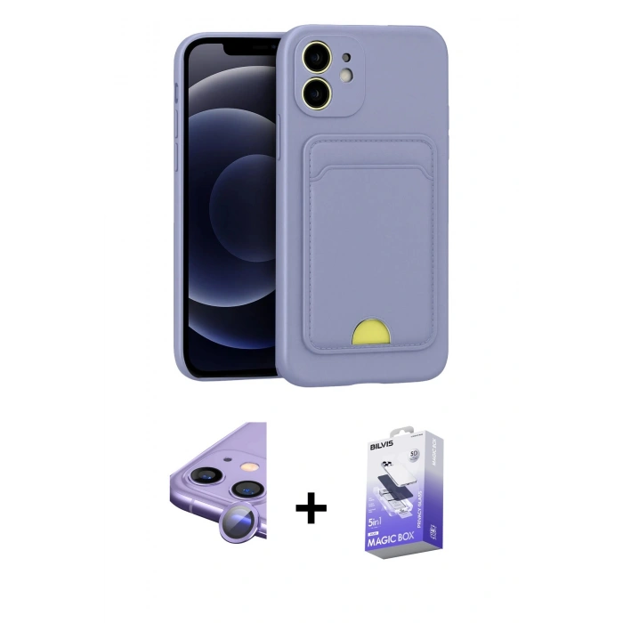 MARSİLYAN™- iPhone 11 Kılıf Vadi Çizgi Prime - Siyah Bilvis 5in1 5D Magic Hayalet Cam Ekran Koruyucu + Raze Metal Kamera Lens - MR