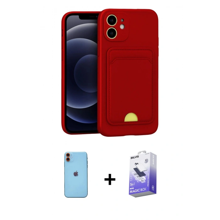 MARSİLYAN™- iPhone 11 Kılıf Vadi Çizgi Prime - Siyah Bilvis 5in1 5D Magic Hayalet Cam Ekran Koruyucu + Neon Fosforlu Kamera Lens - TU