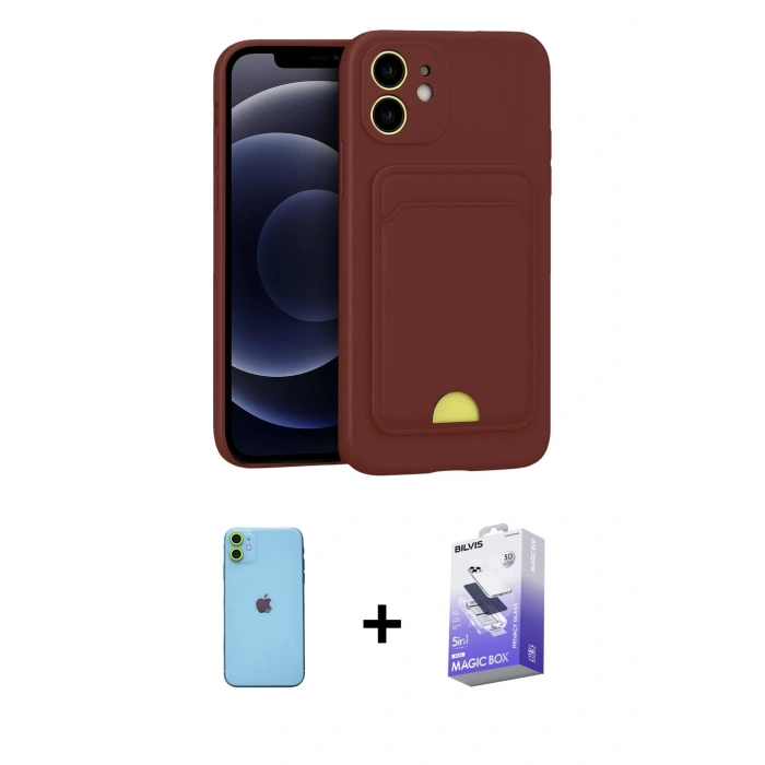 MARSİLYAN™- iPhone 11 Kılıf Vadi Çizgi Prime - Siyah Bilvis 5in1 5D Magic Hayalet Cam Ekran Koruyucu + Neon Fosforlu Kamera Lens - YL