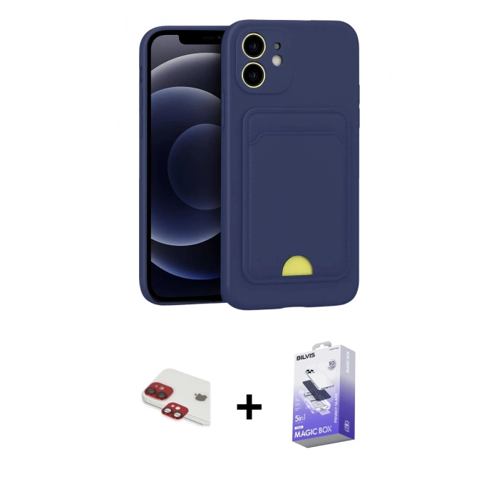 MARSİLYAN™- iPhone 11 Kılıf Vadi Çizgi Prime - Siyah Bilvis 5in1 5D Magic Hayalet Cam Ekran Koruyucu + Pers Alüminyum Kamera Lens - KI