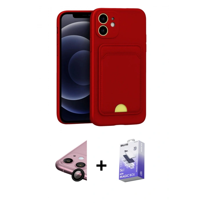 MARSİLYAN™- iPhone 11 Kılıf Vadi Çizgi Prime - Siyah Bilvis 5in1 5D Magic Hayalet Cam Ekran Koruyucu + Raze Metal Kamera Lens - SH